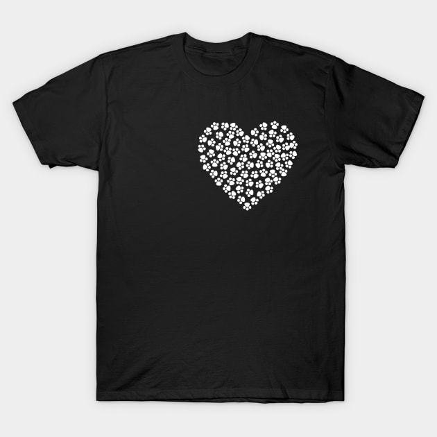 Paw Heart white T-Shirt by StarWheel